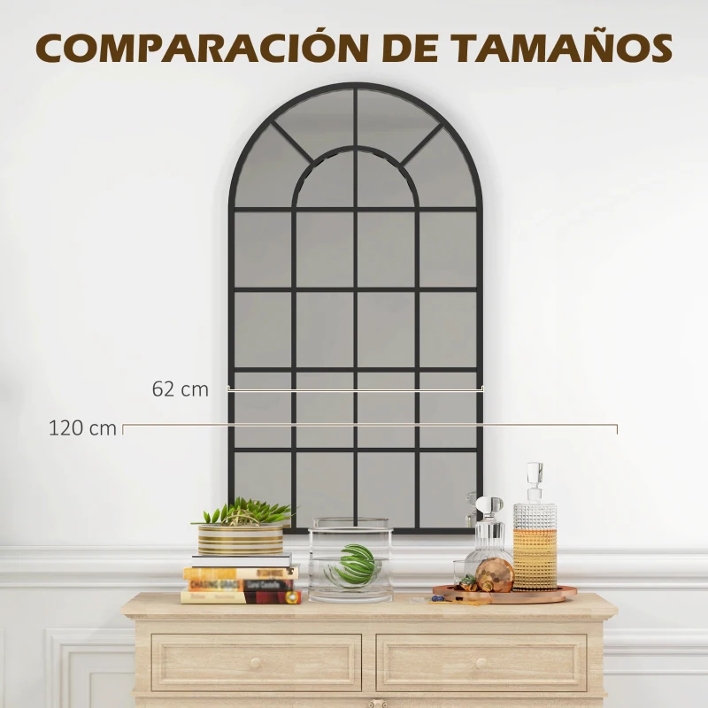 HOMCOM Espejo Decorativo de Pared Moderno Espejo de Pared 65x110 cm Marco de Metal para Salón Entrada Pasillo Negro