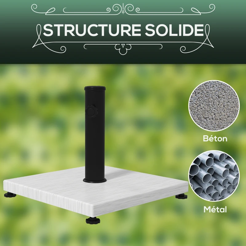 Outsunny Pied de parasol base de lestage en métal avec patins réglables - dim. 40L x 40l x 37H cm pour mât de Ø38 et Ø48mm