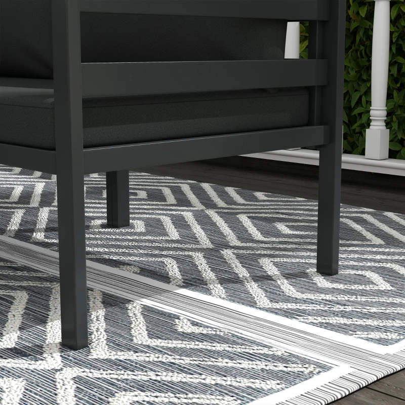 Outsunny Set da Giardino 7 Pezzi in Acciaio e Poliestere con 5 Sedie con Cuscini e 2 Tavolini da Caffè, Grigio