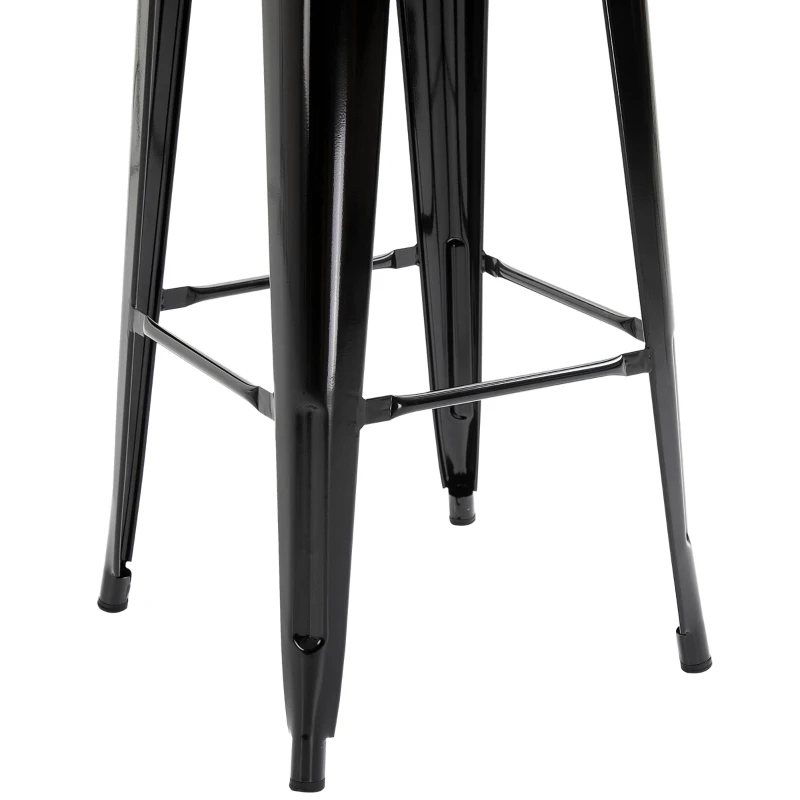 HOMCOM Juego de 4 Taburetes Altos de Cocina de Metal con Respaldo Alto y Reposapiés para Comedor 44x46x116 cm Negro