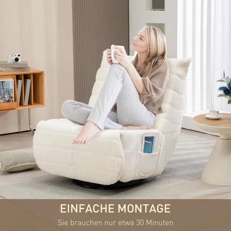 HOMCOM Sitzsack, verstellbar, belastbar bis 150kg, 84x104x87cm, Creme