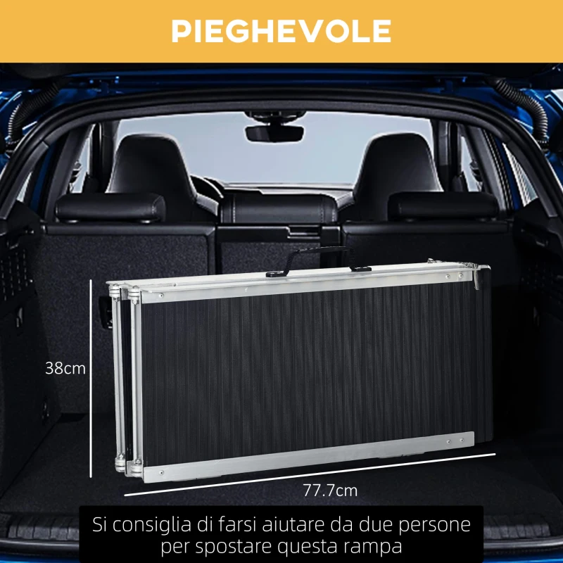 HOMCOM Rampa per Sedia a Rotelle Pieghevole e Antiscivolo in Alluminio, 152x73cm, Capacità 272kg