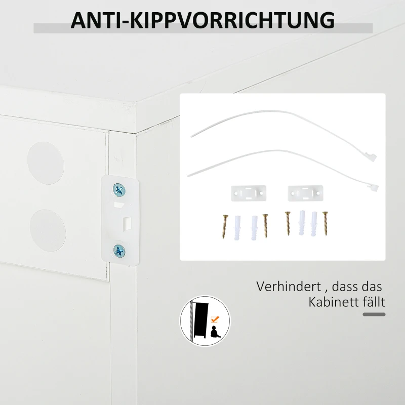 HOMCOM Standschrank Aufbewahrungsschrank Mehrzweckschrank Aktenschrank Kommode 2 Schublade 3 Türen E1 Spanplatte Weiß 117 x 36 x 74 cm