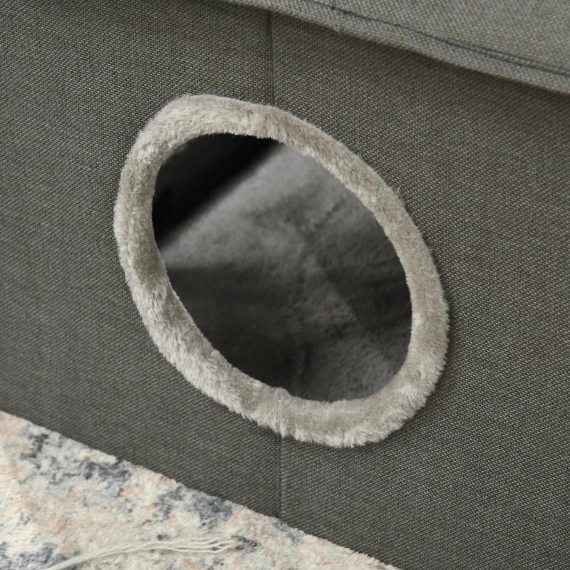 PawHut Casa para Gatos Cueva para Gatos con 2 Puertas y Cojín Lavable 39x43,5x40,5 cm Gris