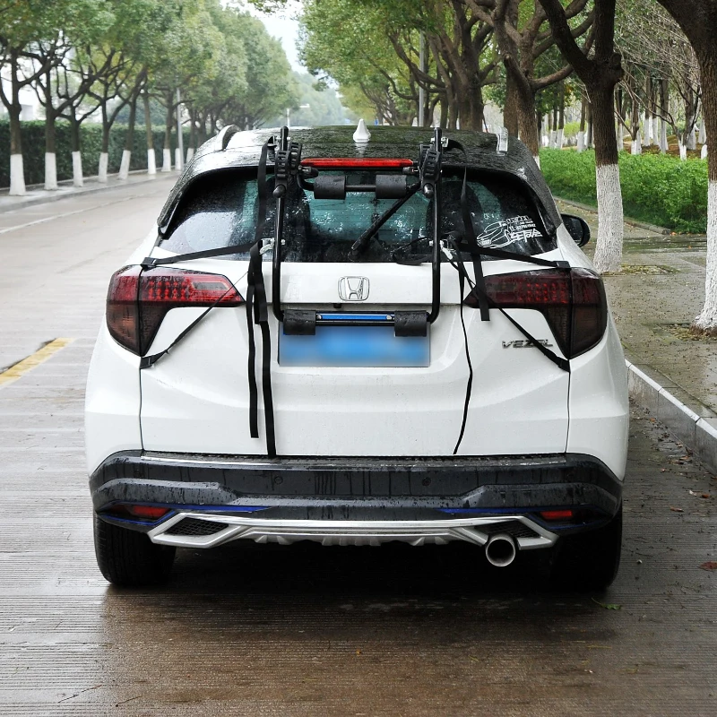 HOMCOM Porte-vélo pour 2 vélos - installation sur hayon - 6 sangles de sécurité - pliable - acier noir