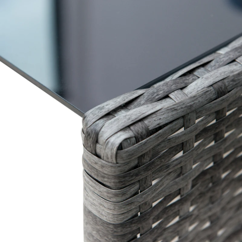 Outsunny Set 4 P.zi Mobili da Giardino in Rattan (PE), Salotto da Esterni con Tavolo, 2 Sedie, Divano due posti, Grigio