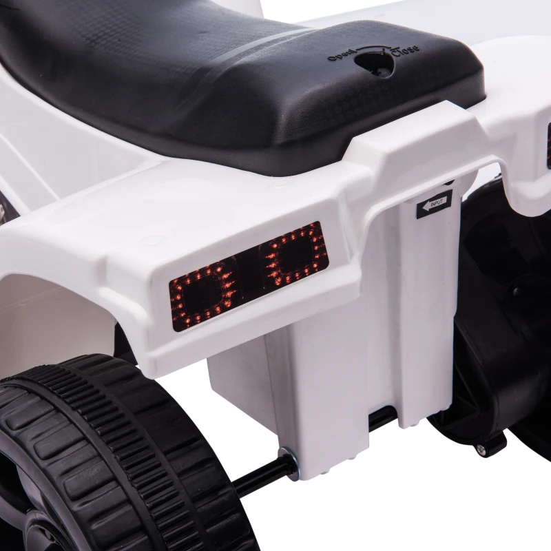 HOMCOM Quad Eléctrico para Niños 18-36 Meses Cuatrimoto Infantil a Batería 6V Faros Bocina Velocidad 0-3 km/h 65x40x43cm Blanco