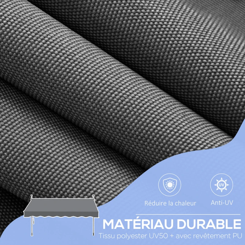 Outsunny Store banne manuel rétractable inclinaison réglable installation rapide  sans trous à percer 2 x 1,5 x 3,1 m