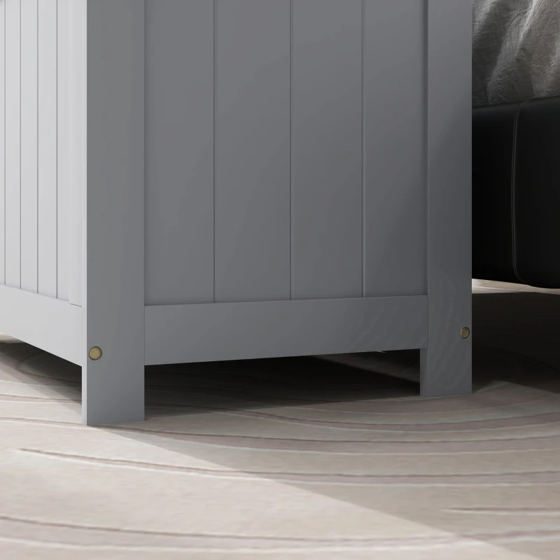 HOMCOM Storage Chest, Modern Storage Trunk with 2 Safety Hinges and Cut-out Handles, Wooden Toy Box for Living Room, Entryway, 76 x 40 x 48 cm, Grey