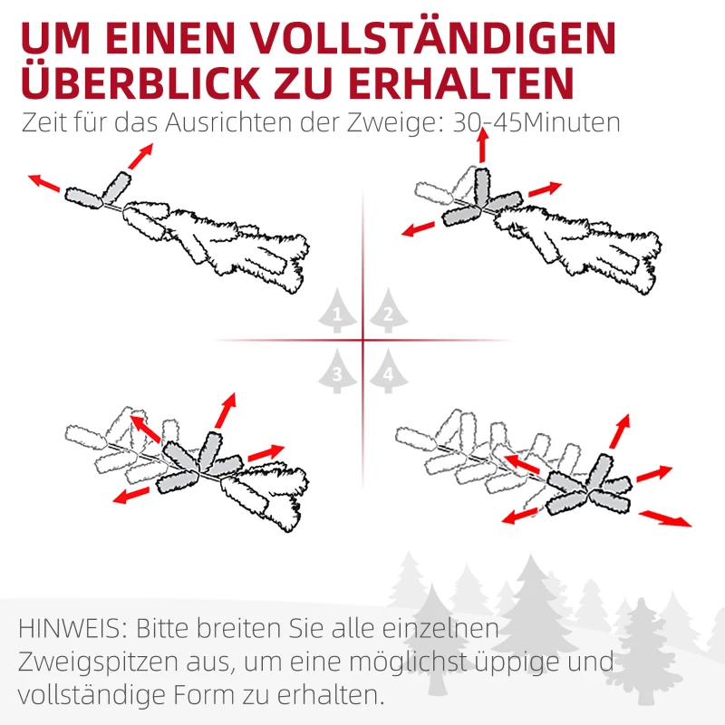 HOMCOM Weihnachtsbaum, Alpentanne, naturgetreu, breit & üppig, 180 x Φ105 cm, Grün