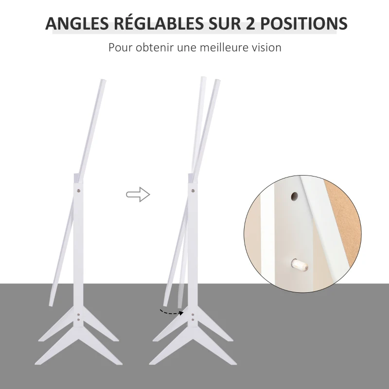 HOMCOM Miroir en Pied Grand Miroir de Sol Inclinaison réglable pour Dressing Chambre dim. 47L x 46l x 148H cm en Bois Blanc