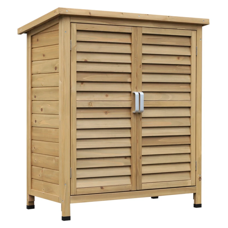 Outsunny Armoire de jardin abri jardin remise pour outils sur pied dim. 87L x 46,5l x 96,5H cm  étagère portes persiennes toit bitumé jaune