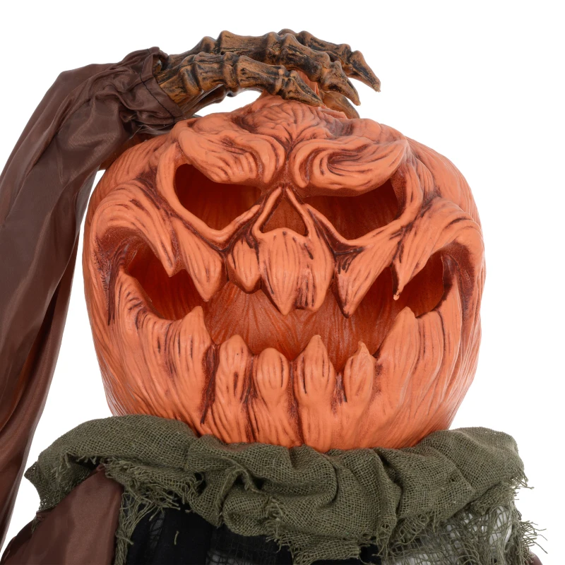 HOMCOM Totenkopf-Kürbis, Helloweendeko, gruselige Laute, rote Augen, beweglicher Arm, 183 cm(m-8)