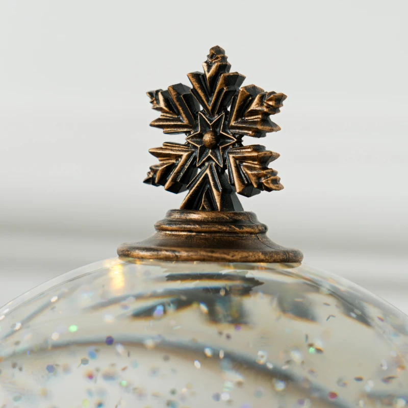 HOMCOM Bola de Nieve Navidad con Música y Luces Escena de Papá Noel y Niño para Decoración Navideña Regalo de Fiesta Bronce