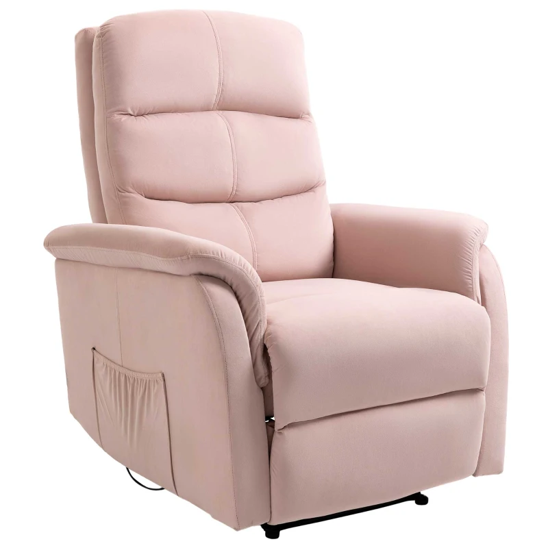 HOMCOM Relaxsessel mit Kopfstütze, verstellbare Rückenlehne, Liegeposition, Fernsehsessel, 85 cm x 95 cm x 104 cm; Rosa