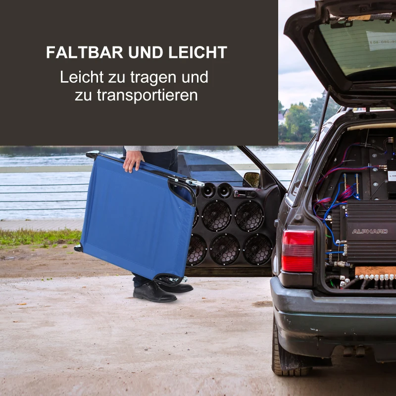 Outsunny Sonnenliege, 5-fach verstellbare Rückenlehne, schnelltrocknend, Metallrahmen, 190 x 56 x 28 cm, Blau