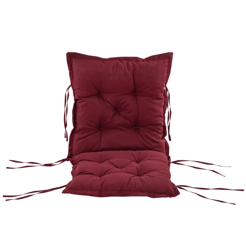 Outsunny Cuscino per Sedie da Giardino con Laccetti e Imbottitura Spessa, 100x50cm, Rosso