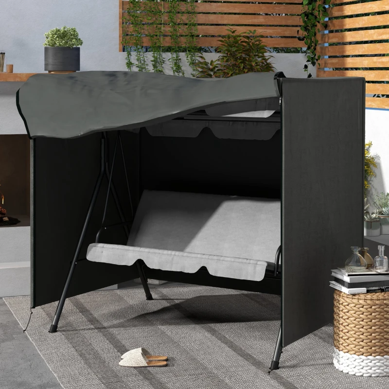 Outsunny Abdeckung für Gartenschaukel, Schutzhülle für Hollywoodschaukel, Abdeckhaube, wasserfest, 177 x 114 x 152 cm, Grau(m-2)