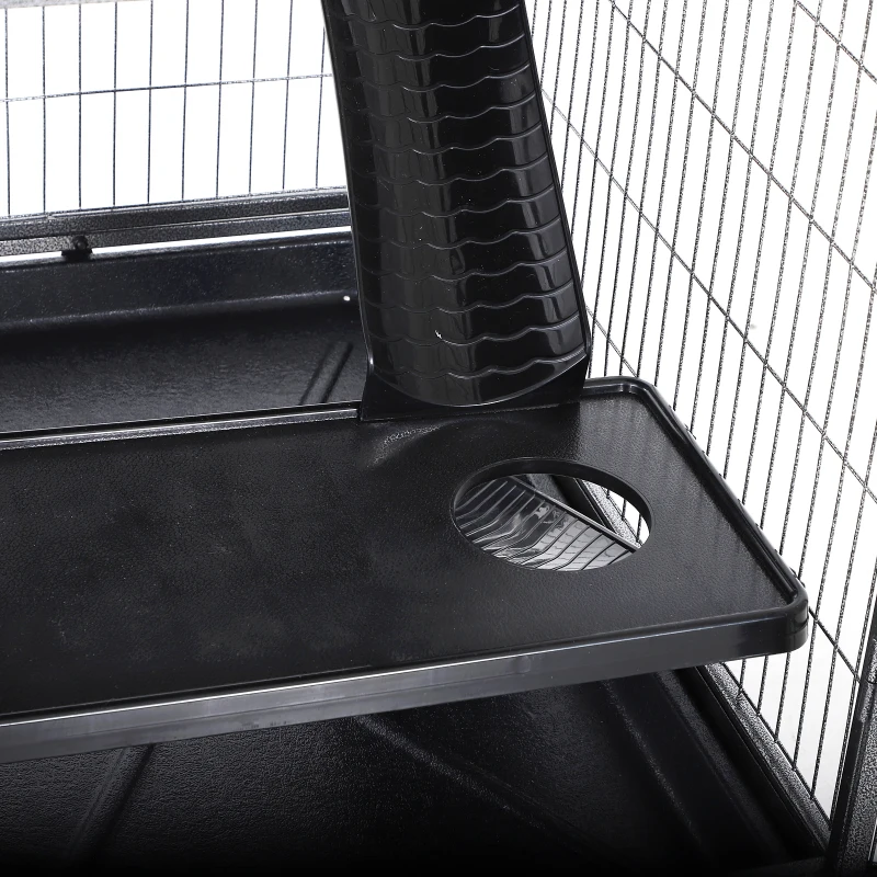 PawHut Small Animal Cage for Chinchilla Ferret Kitten on Wheels with Hammock Removable Tray, Silver Grey