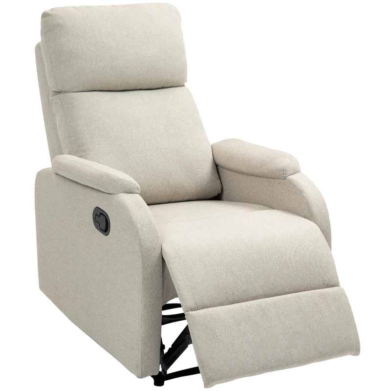 HOMCOM Poltrona Relax Reclinabile Manuale con Poggiapiedi in Tessuto e Imbottitura Spessa, Beige