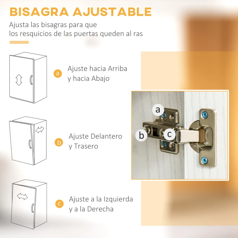 HOMCOM Armario Alacena Buffe Aparador de Cocina Organizador Mueble Auxiliar de Cocina 3 Puertas 1 Cajón y Encimera Abierta para Almacenamiento 71x41x178cm