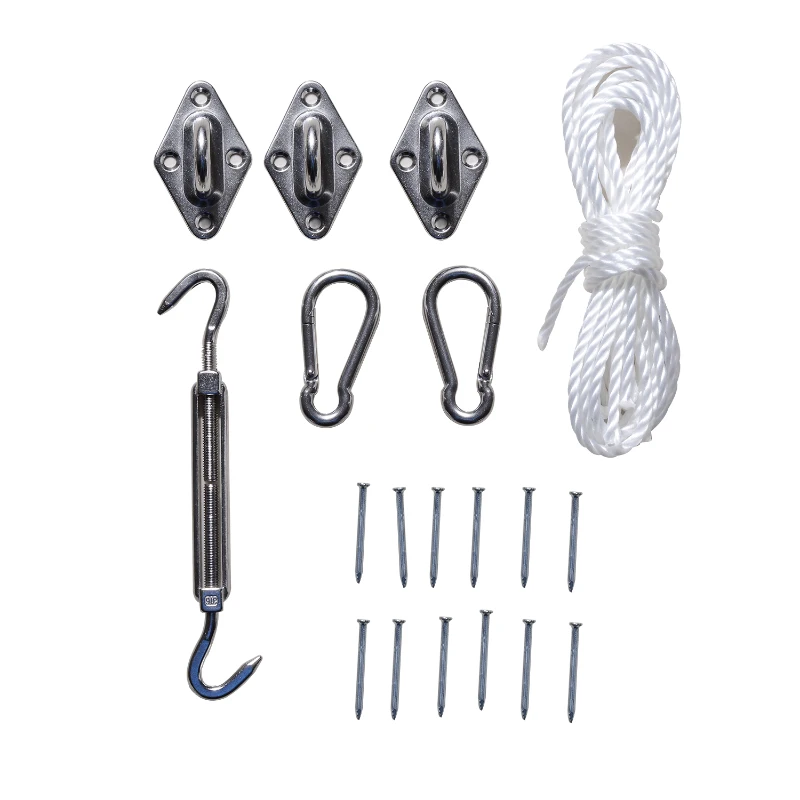 Outsunny Toldos Accesorios para Toldo Vela Cuerda Gancho Conjunto Fijacion de Acero Inoxidable