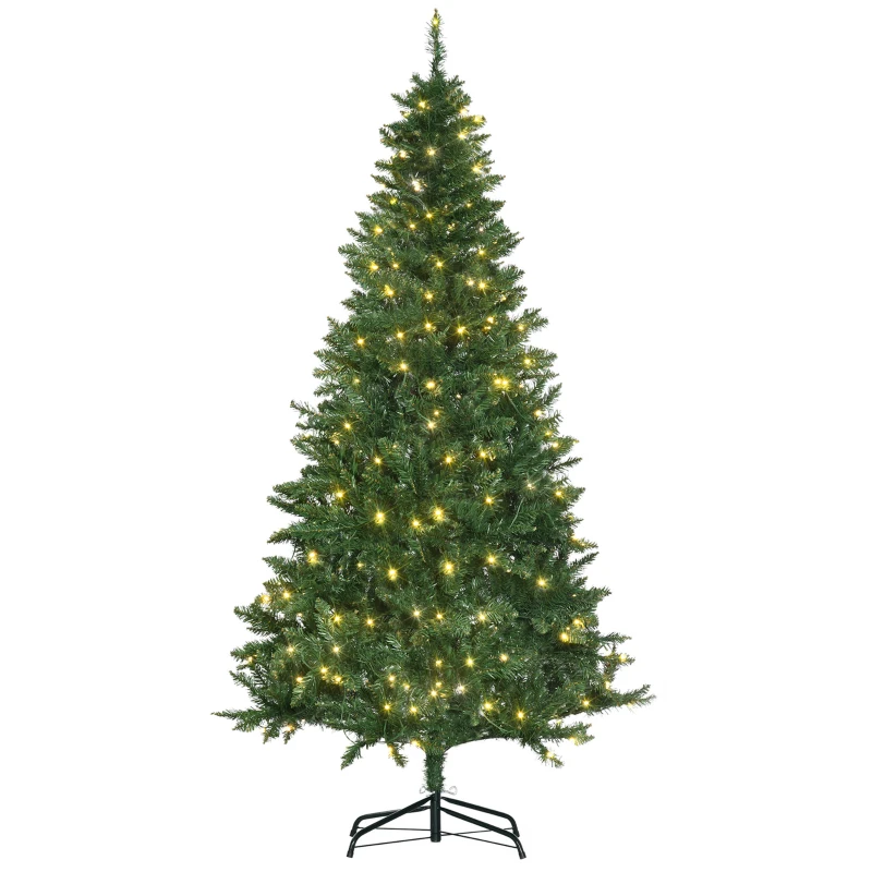 HOMCOM 6FT Christmas Tree Warm White LED Light Holiday Home Decoration, Green