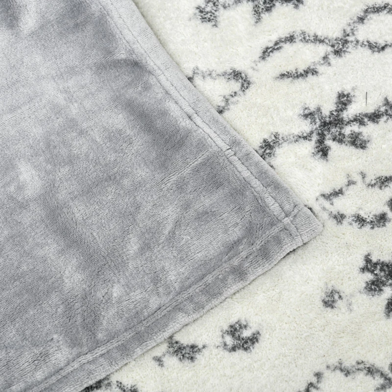 HOMCOM Coperta in Flanella 330 GSM Reversibile per uso Interno ed Esterno, 203x152x0.5 cm, Grigio