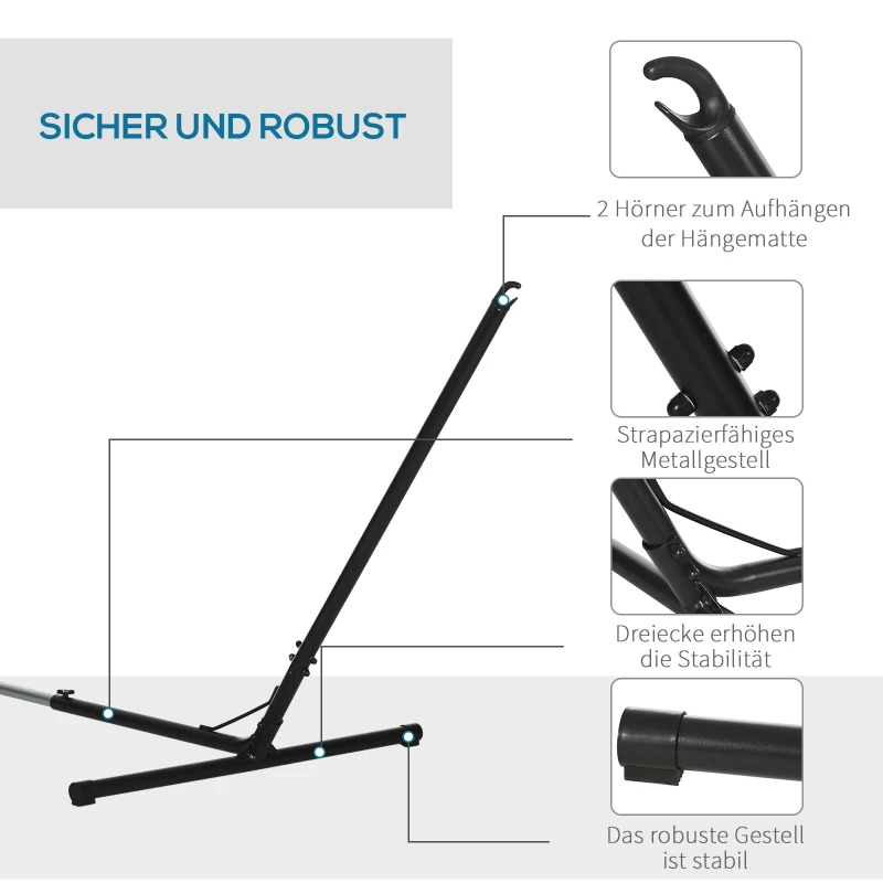 Outsunny Hängemattengestell für Hängematte Hängemattenständer größenverstellbar (313–388) x 109 x 116 cm bis 120 kg Garten Strand Metall