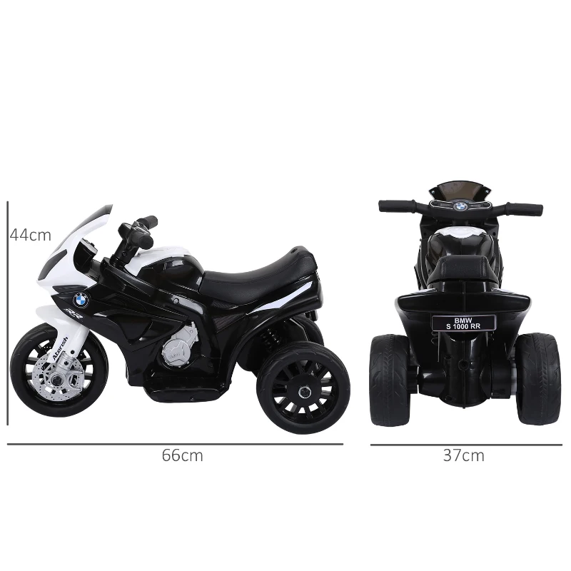 HOMCOM Elektro Kindermotorrad BMW S1000RR Elektromotorrad mit Musik, Scheinwerfer, Kinder Elektro Motorrad für Kinder von 18-36 Monaten Schwarz
