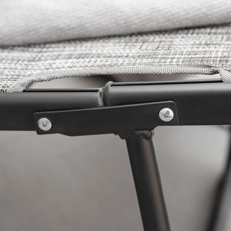 Outsunny Lettino Prendisole Pieghevole Ergonomico da Esterno in Metallo e Tessuto a Rete, 170x62x68cm, Grigio