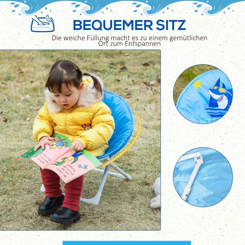 HOMCOM Campingstuhl für Kinder, Moonchair für Kinder, niedliches Design, Blau