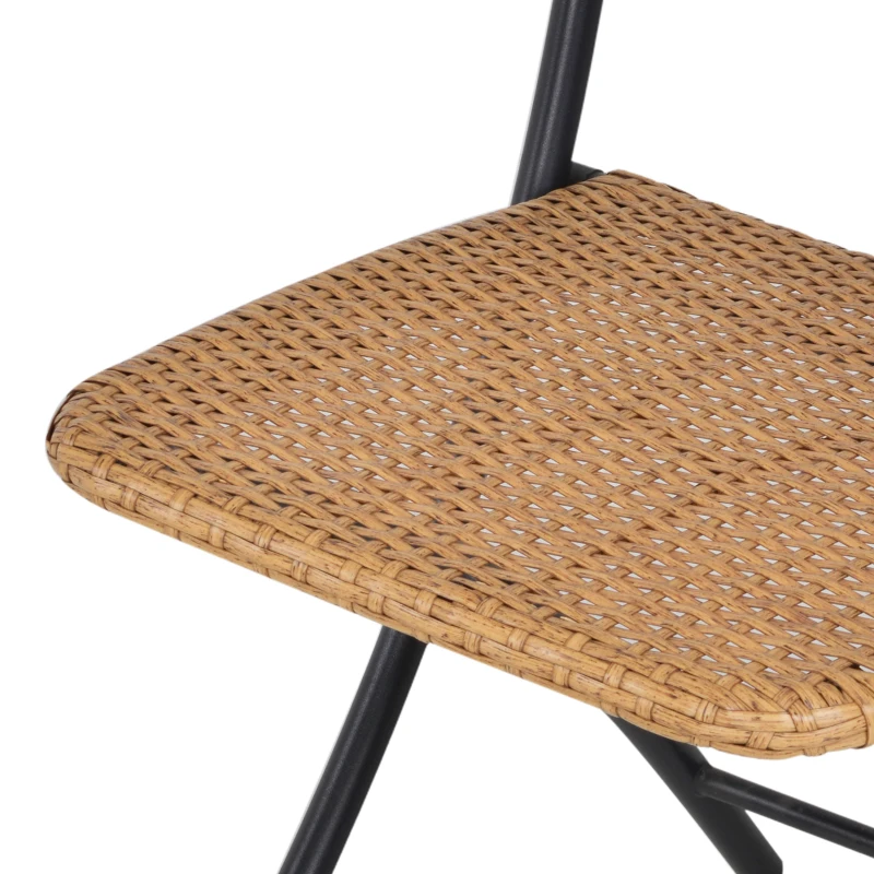 Outsunny Polyrattan Sitzgruppe für 2 Personen Bistroset Balkonmöbel Set Klappbar Natur
