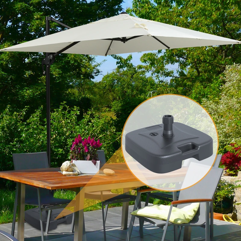 Outsunny Sonnenschirmständer Schirmständer Schirmhalter befüllbar mit Sand Wasser abgerundete Ecken HDPE-Kunststoff Schwarz 46 x 45 x 26 cm bis zu 30 kg Netto Gewicht 1,6Kg