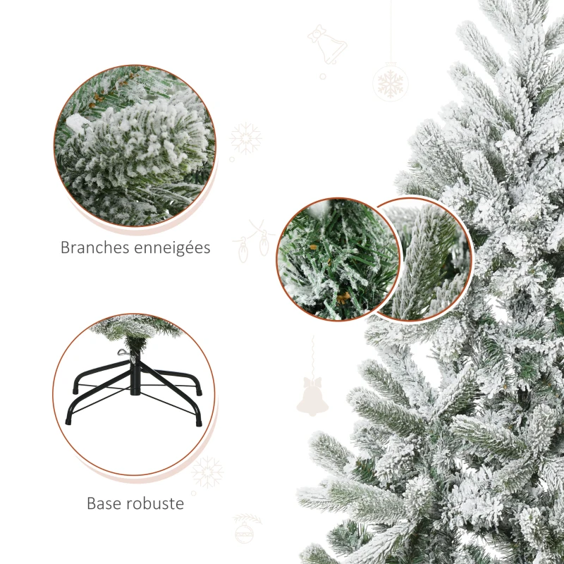 HOMCOM Sapin de Noël Artificiel enneigé Ø 90 x 150H cm 521 Branches épines Imitation Nordmann Grand réalisme