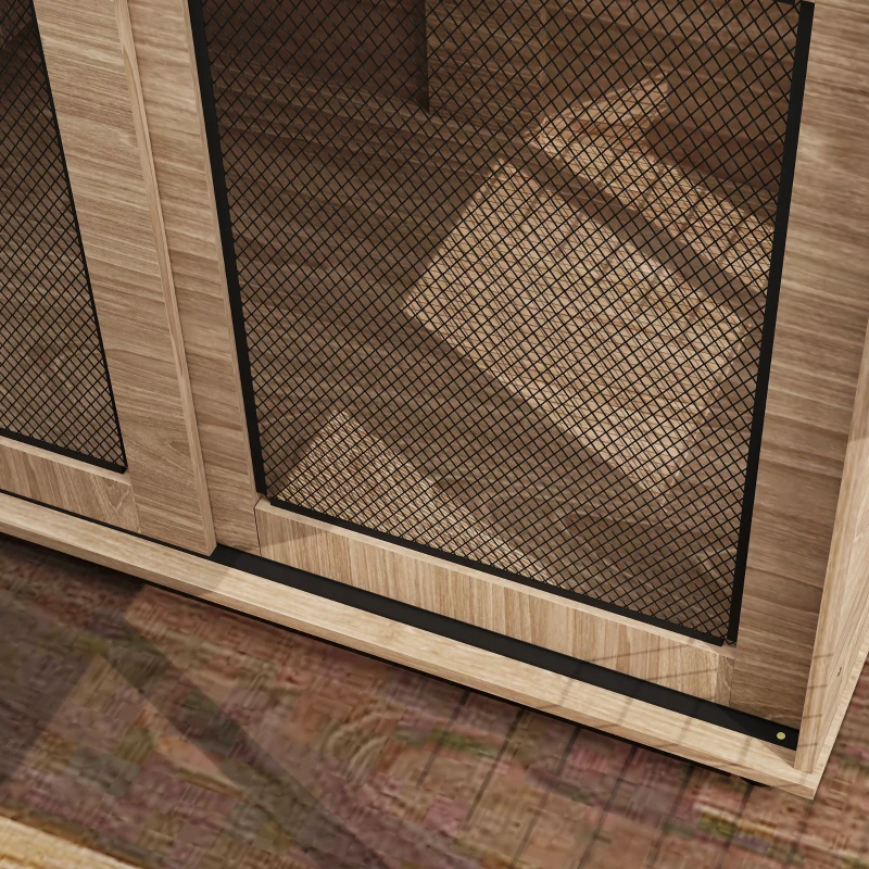 PawHut Hondenbox, Vervoersbox voor Honden, Terugtrekbox voor Huisdieren, Afsluitbare Deuren, 98 x 60 x 78 cm, Lichtbruin(m-9)