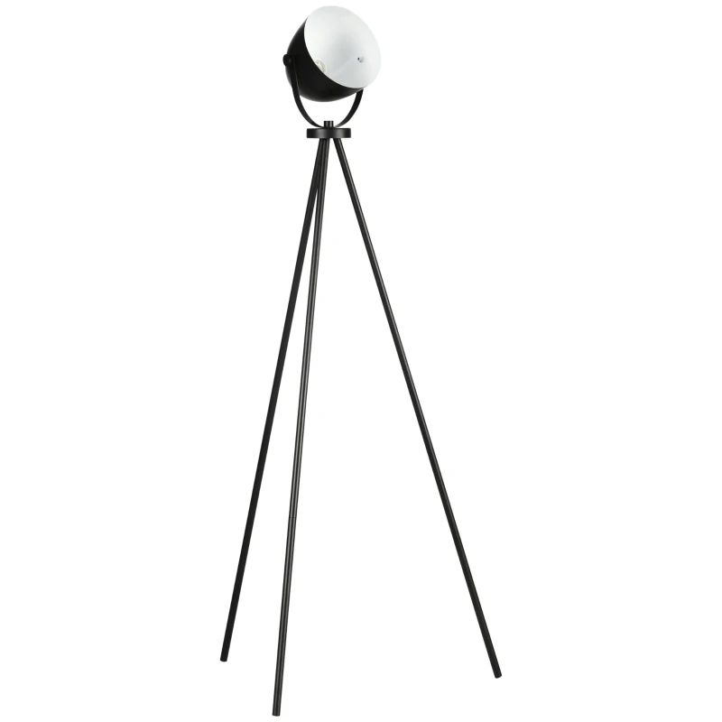 HOMCOM Lampadaire trépied lampadaire sur pied avec abat-jour style industriel en métal E27 40W max. 60 x 54 x 135 cm noir