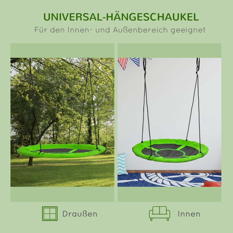 Outsunny Nestschaukel, wetterfest, bis 100 kg, längenverstellbare Seile, Φ110 cm, Grün