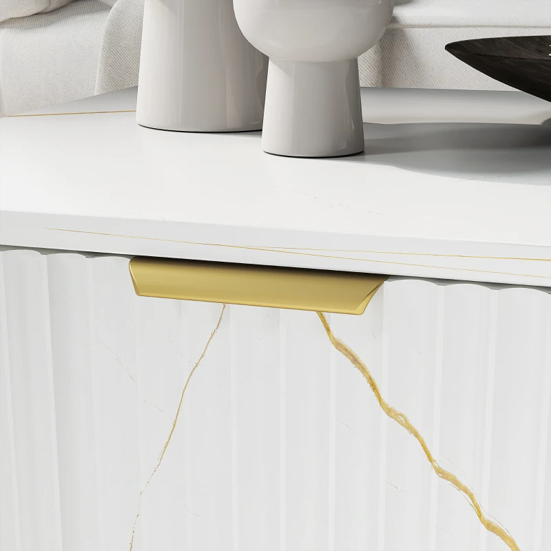 HOMCOM Elegant Marble Effect Storage Coffee Table - White