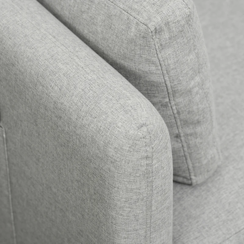 HOMCOM Divano 2 Posti per Soggiorno in Tessuto Effetto Lino e Acciaio con Tasche Laterali, 143x73x77cm, Grigio