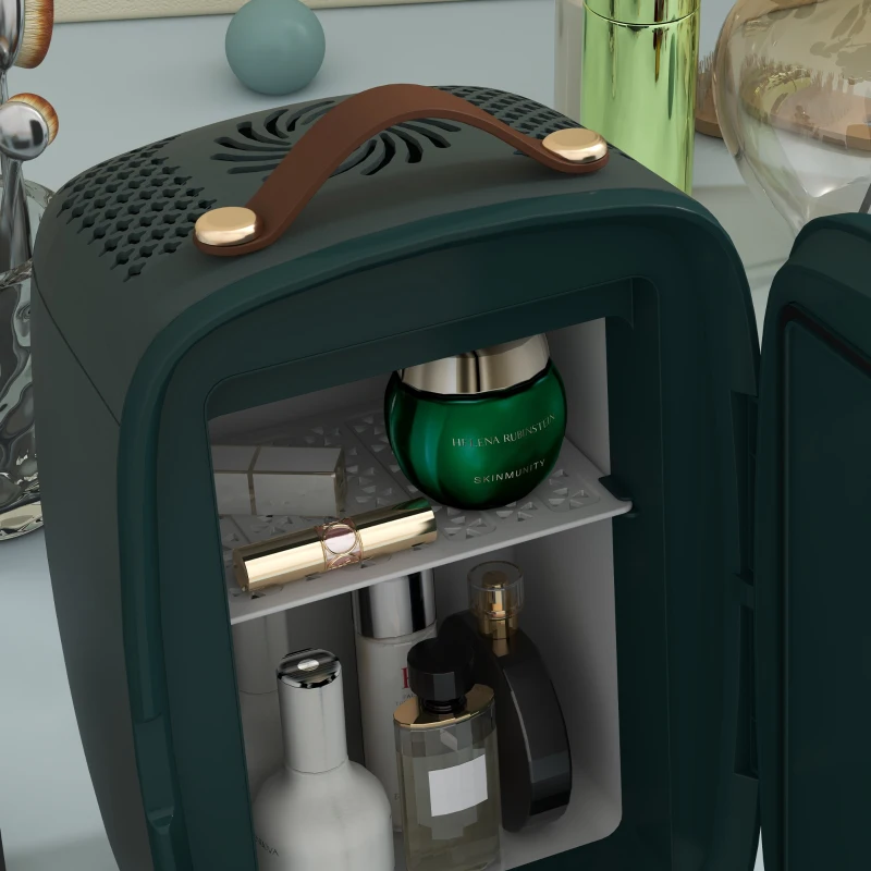 HOMCOM Mini Kühlschrank Kühlschrank Beauty Fridge, 4 L Fassungsvermögen, 20,3 x 26,3 x 28 cm, Dunkelgrün