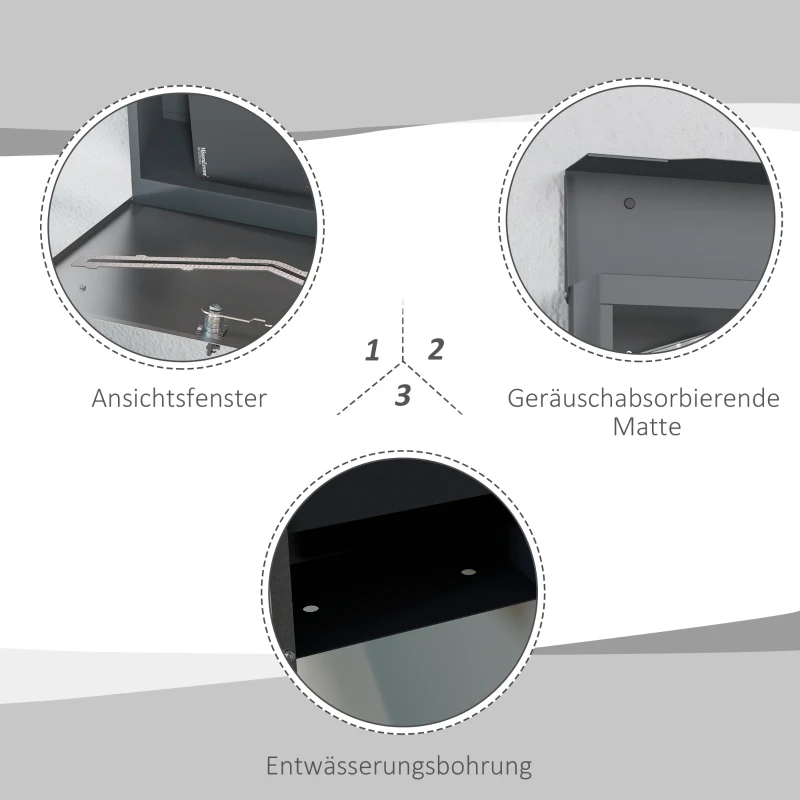 HOMCOM Briefkasten Postkasten, modernes Design, wetterbeständig, 37 cm x 10,5 cm x 37 cm, Grau