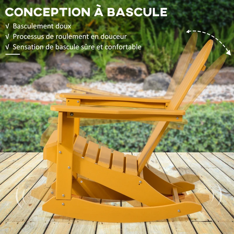 Outsunny Fauteuil à bascule Adirondack rocking chair de jardin en HDPE 73,5 x 93 x 91,5 cm orange