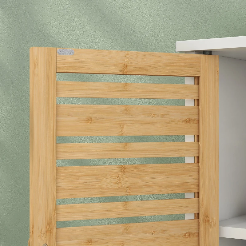 HOMCOM Meuble sous vasque de salle de bain 2 portes étagère réglable armoire de rangement pour lavabo 60x30x60 cm bambou blanc