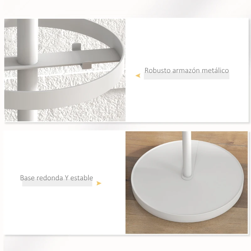 HOMCOM Perchero de Pie con Paragüero con 12 Ganchos para Colgar Ropa Bolsas Paraguas Forma de Árbol Ø34x177 cm Blanco