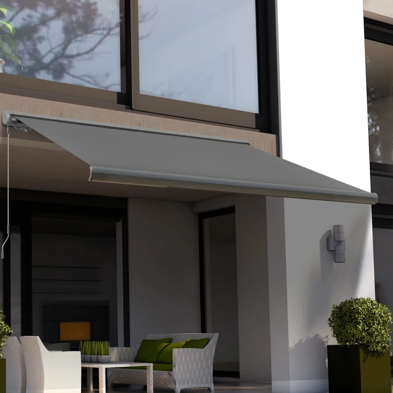 Outsunny Elektromarkise, mit Fernsteuerung, inkl. Bausatz für Montage, Metallrahmen, dunkelgrau, 4 x 3 m