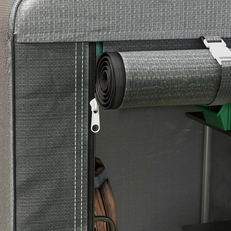 Outsunny Carpa para Bicicletas y Motos 1,2x1,8x1,65 m con 2 Habitaciones Puerta con Cremallera Impermeable Anti-UV Gris Oscuro(m-7)
