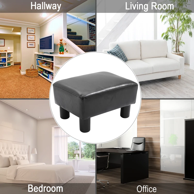 HOMCOM Poggiapiedi Rettangolare Rivestito in Ecopelle, 40x30x24 cm, Max. 100kg