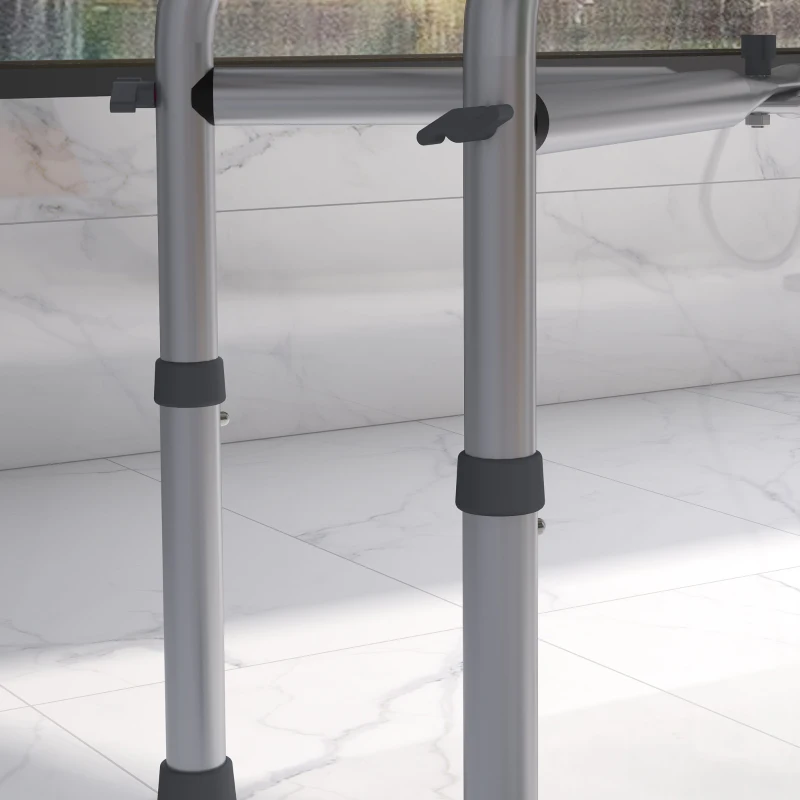 HOMCOM Sgabello da Doccia in Alluminio con Altezza Regolabile, Cuscino e Piedini Antiscivolo, Bianco