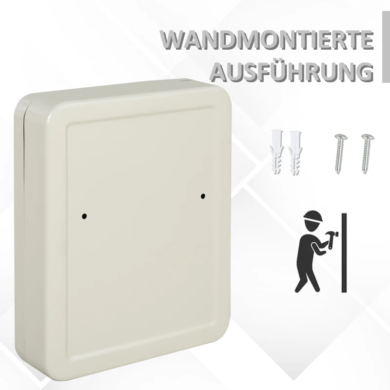 HOMCOM Schlüsselkasten Schlüsselaufbewahrung 30 cm x 24 cm x 7,5 cm, Beige